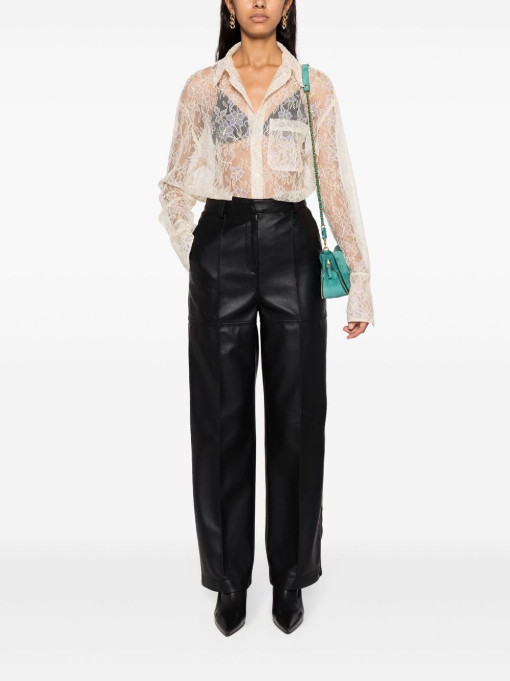 Zadig&Voltaire Tyrone floral-lace mesh shirt - Beige