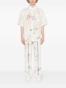 Feng Chen Wang Zijden overhemd met bladerprint - Wit