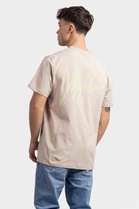 Malelions Men Striped Signature T-Shirt - Taupe/Light Green