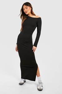 Boohoo Assymetric Long Sleeve Maxi Dress, Black