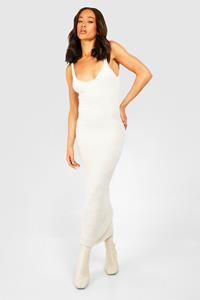 Boohoo Teddy Soft Knit Scoop Midaxi Dress, Ivory