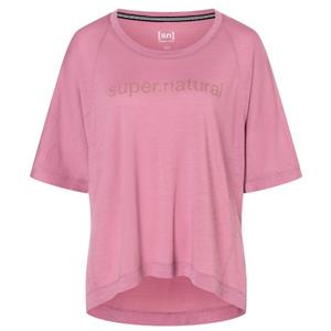 SUPER.NATURAL Print-Shirt für Damen aus Merino W LIQUID FLOW TEE hoch geschnitten und leichtes Material