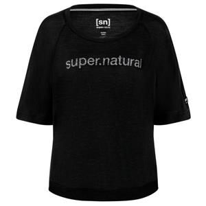 SUPER.NATURAL Print-Shirt für Damen aus Merino W LIQUID FLOW TEE hoch geschnitten und leichtes Material