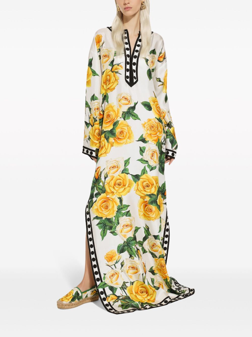 Dolce & Gabbana Maxi-jurk met roosprint - Wit