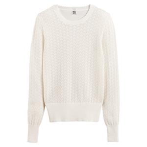 LA REDOUTE COLLECTIONS Trui met ronde hals, in pointelle tricot