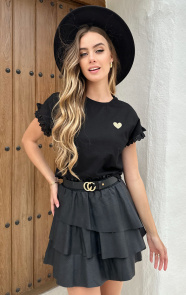 Jurkjes Broderie Heart Top Geneva Zwart