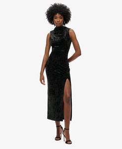 Superdry Vrouwen Fluwelen Maxi-jurk Zwart