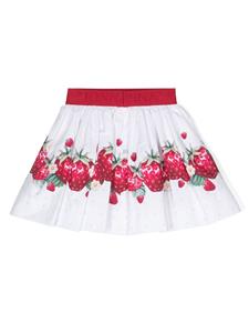 Monnalisa Katoenen rok met fruitprint - Wit