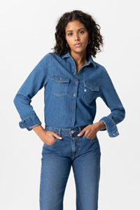 MUD Jeans Damen vegan Hemd Shirley Medium Steinblau