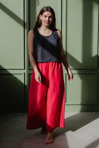 AmourLinen Damen vegan Weite Hose Isabella Viva Magenta Rot