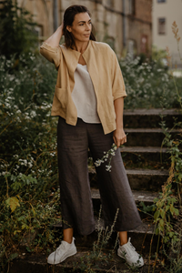 AmourLinen Damen vegan Hose Tokio Holzkohle Grau