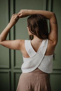 AmourLinen Damen vegan Top Pinafore Ella Gestreift