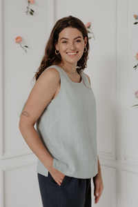 AmourLinen Damen vegan Top Klassisch Colette Salbei Grün
