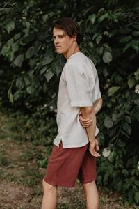 AmourLinen Herren vegan Leinenoberteil Atlas Terracotta