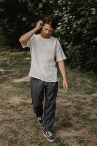 AmourLinen Herren vegan Leinenoberteil Atlas Weiß