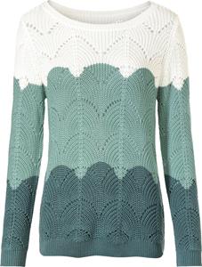 Your Look... for less! Dames Pullover jade/ecru gedessineerd Maat