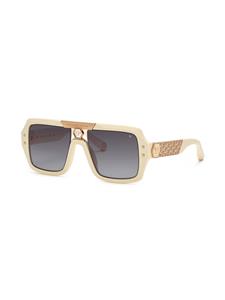 Philipp Plein logo-plaque pilot-frame sunglasses - Beige
