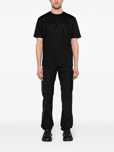 Giorgio Armani logo-embroidered cotton T-shirt - Zwart