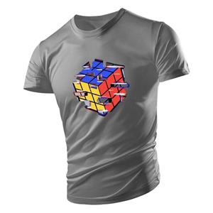 Mr. Burst 2023 Volwassen heren T-shirt met ronde hals zomer casual sport losse sneldrogende korte mouw mode Rubik's kubus print jeugd trend