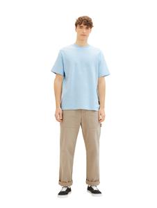 TOM TAILOR Denim Rundhalsshirt, mit Struktur und aus reiner Baumwolle
