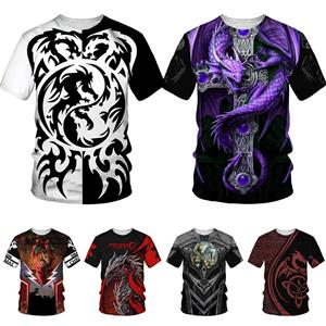 Jhhg Mens grappig grafisch shirt Dragon Skull 3D bedrukte T-shirts