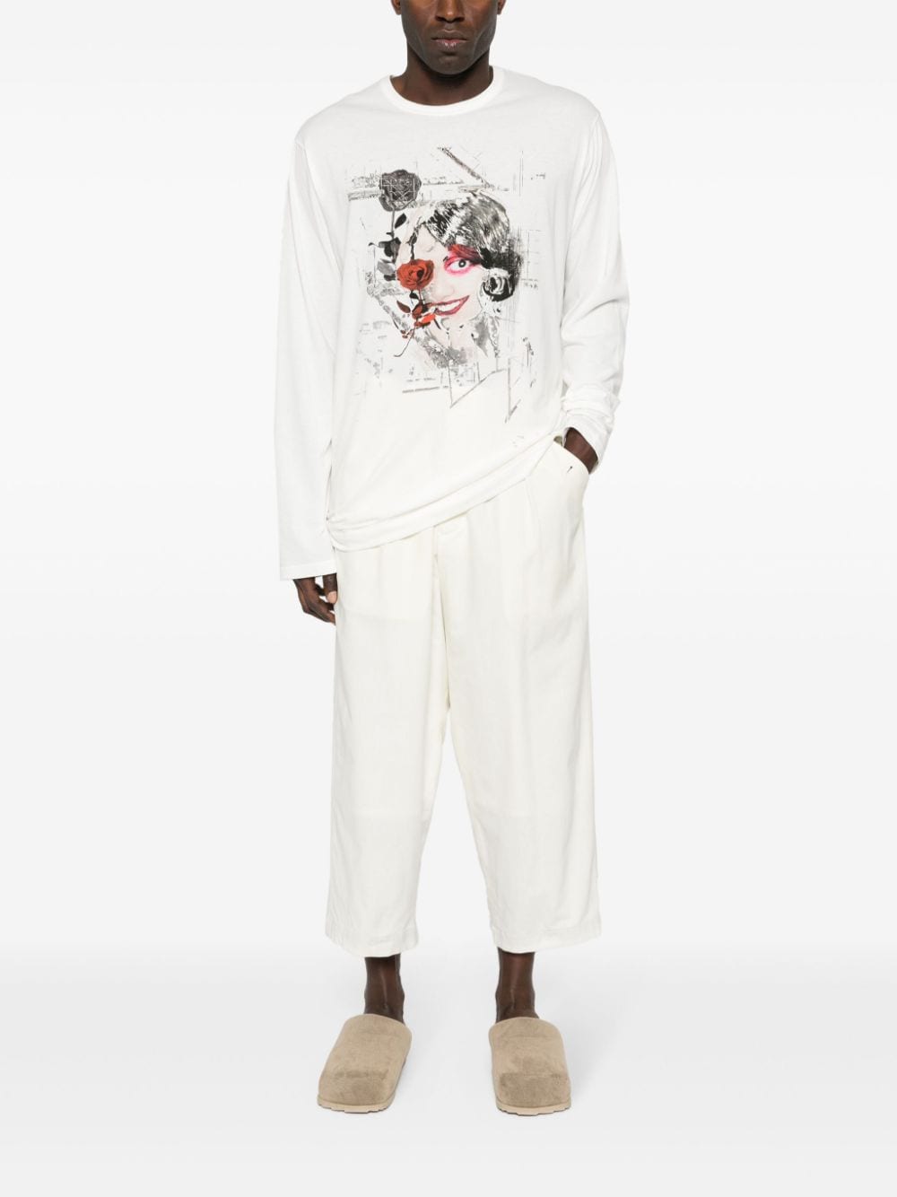 Yohji Yamamoto graphic-print cotton T-shirt - Wit