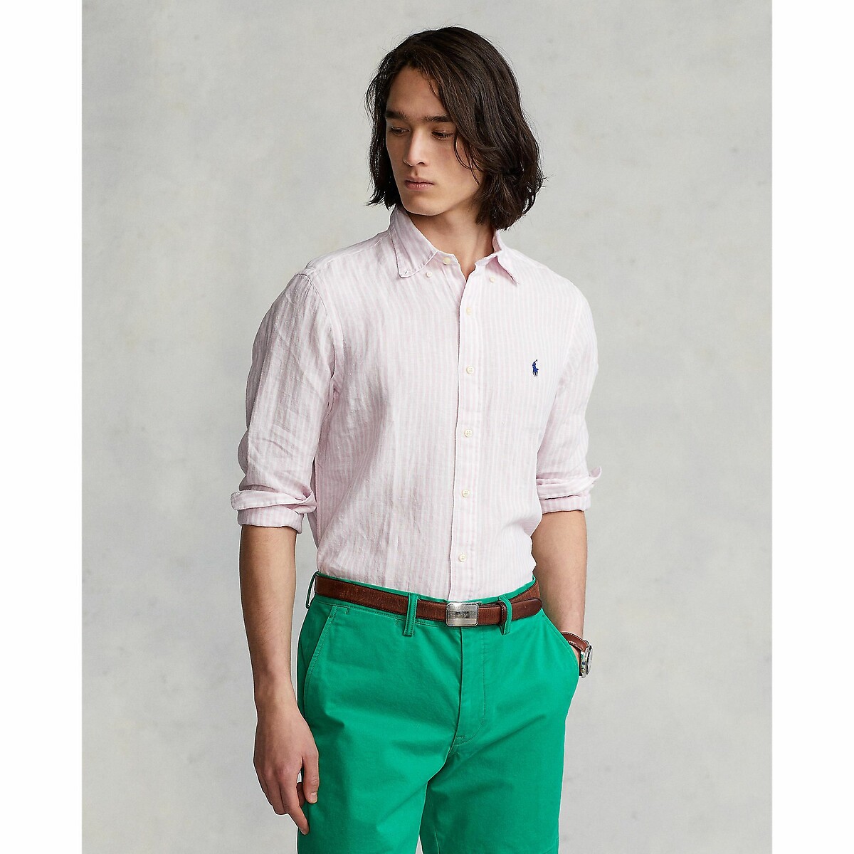 Polo Ralph Lauren Custom fit linnen overhemd met labelstitching