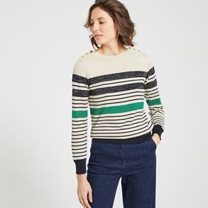 ANNE WEYBURN Gestreepte trui met ronde hals, fijn tricot