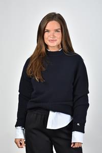 Extreme Cashmere trui Bourgeois 123 brede ribboord bij de mouwen en tailleband navy