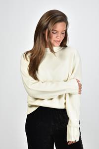 Extreme Cashmere trui Bourgeois 123 brede ribboord lange mouwen cream