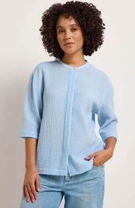 LANIUS Damen vegan Bluse Struktur Klar Himmelblau