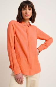LANIUS Damen vegan Bluse Struktur Koralle