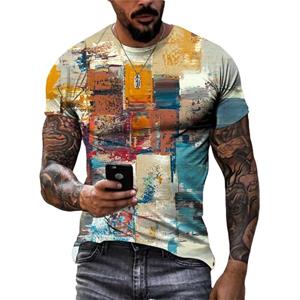 Chengyu New Fashion Europe and America Retro Graffiti Men T-shirt Trend Casual Personality Street Style Printed Short Sleeve Tees