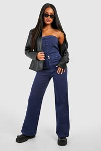 Boohoo Seam Detail Bandeau Denim Jumpsuit, Indigo