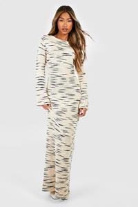 Boohoo Gebreide Mergel Maxi Trui Jurk, Ecru