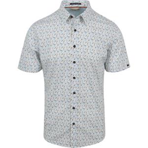 No Excess Overhemd korte mouw print allover stretch aqua