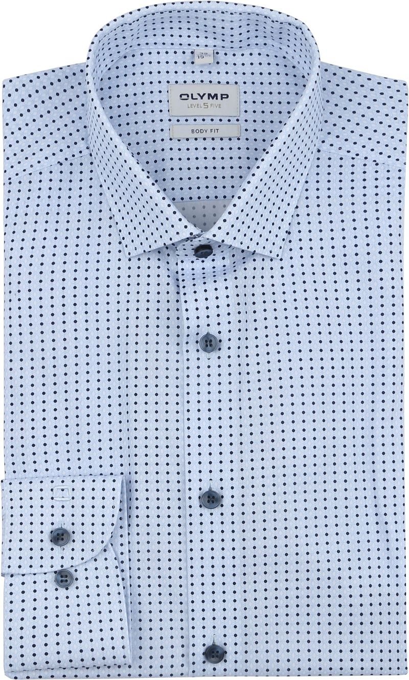 Olymp Level 5 Overhemd Stretch Print Lichtblauw