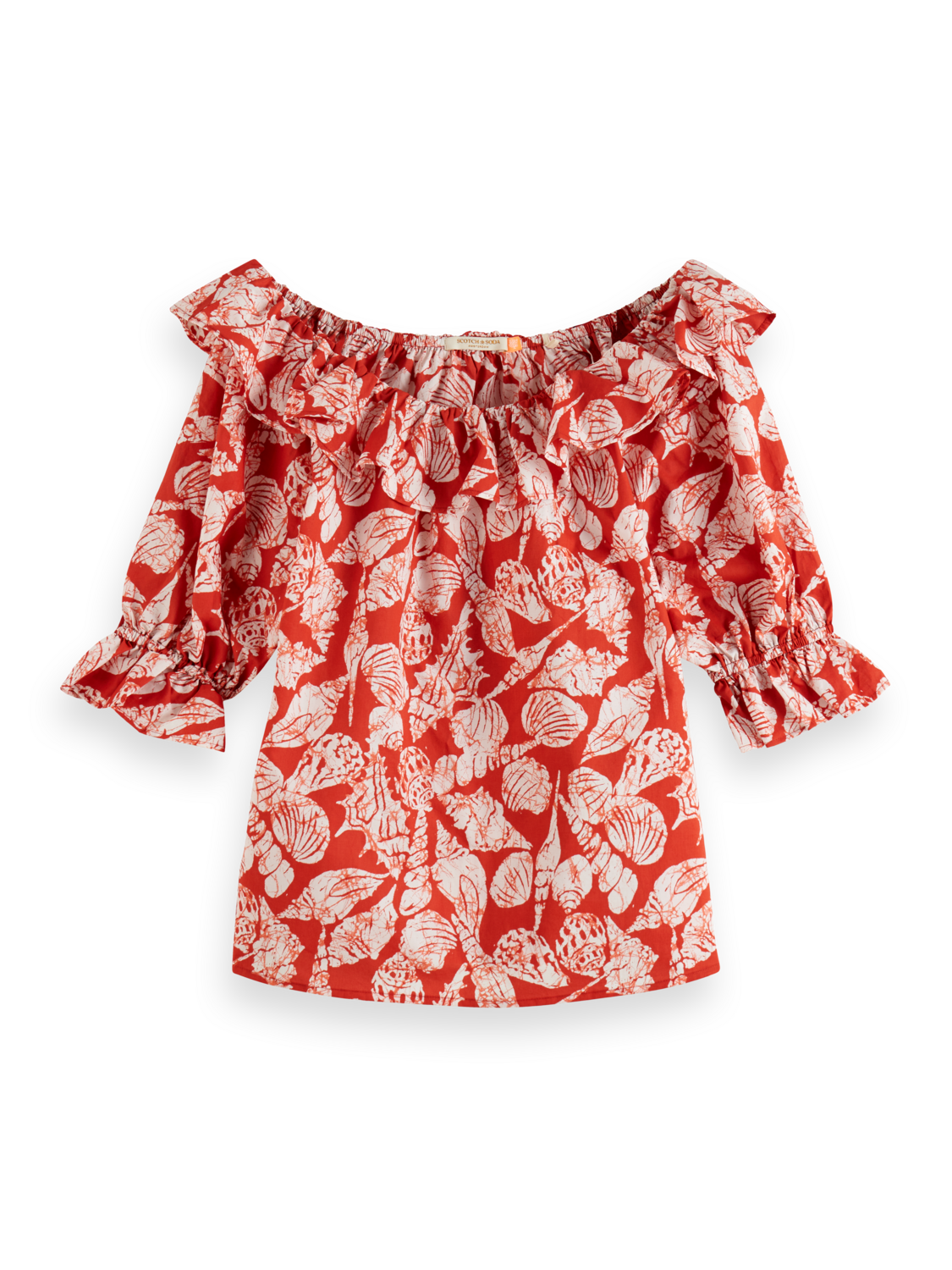 Scotch & Soda 177171 610 scotch&soda off shoulder top with ruffles shell medium red
