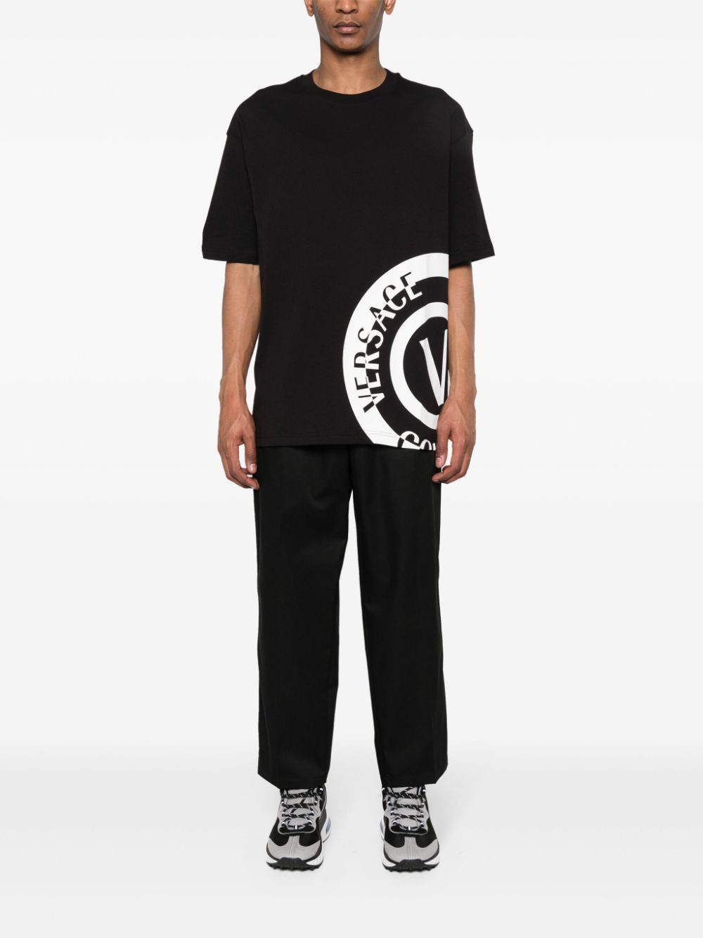 Versace Jeans Couture Katoenen T-shirt met logoprint - Zwart