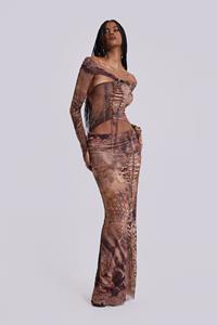 Jaded London Dahna Macrame Mesh Maxi Dress