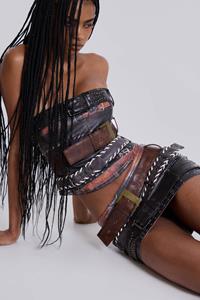 Jaded London Belted Faux Leather Corset Top
