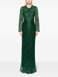 Jenny Packham Anja sequined long-sleeve gown - Groen