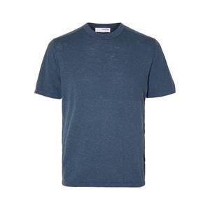 SELECTED HOMME Kurzarmshirt "SLHBERG LINEN SS KNIT TEE NOOS"