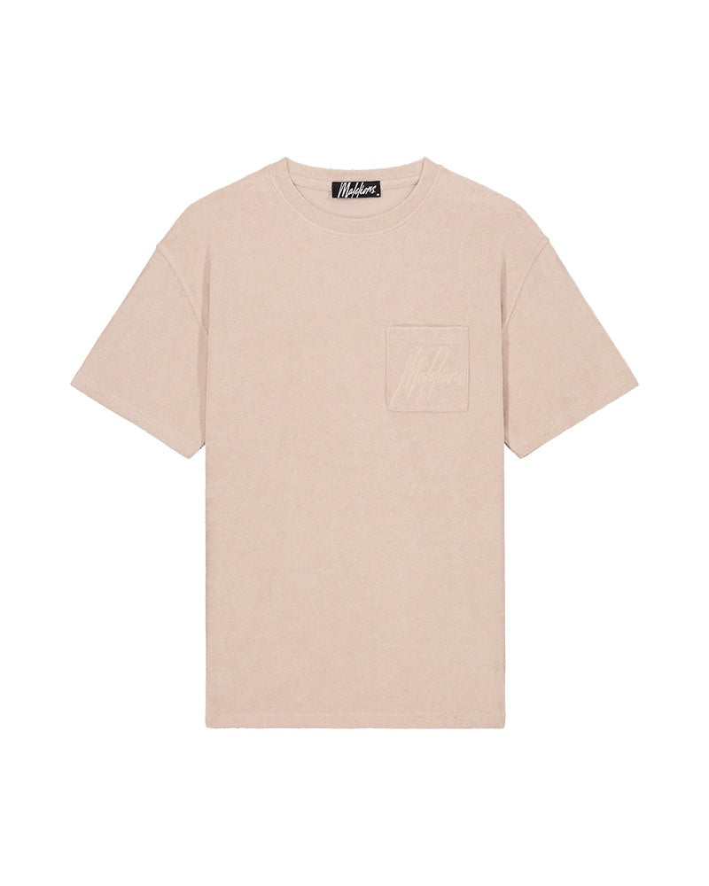 Malelions Men Signature Towelling T-Shirt - Taupe