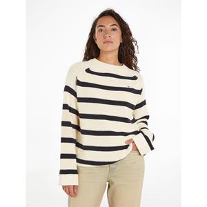 Tommy hilfiger Gestreepte trui met ronde hals en lange mouwen, grof tricot