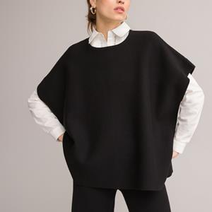 ANNE WEYBURN Poncho met ronde hals in milano tricot