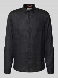 Scotch & Soda Linen shirt with roll-up black