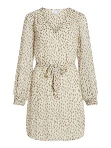 Vila Chiffonkleid "VIFALIA SMOCK V-NECK L/S DRESS - NOOS"