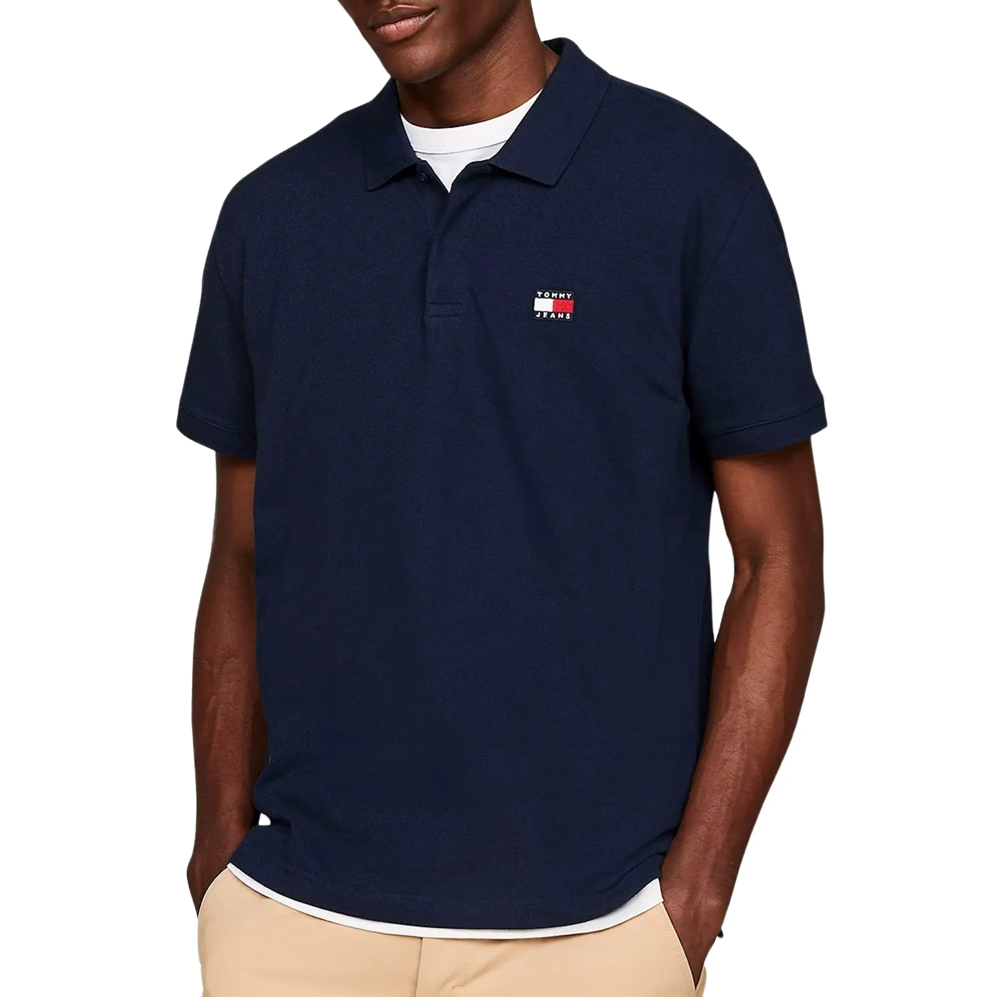 TOMMY JEANS Rechte polo met badge logo
