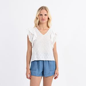 Molly bracken Geborduurde blouse met V-hals en mouwen met volants